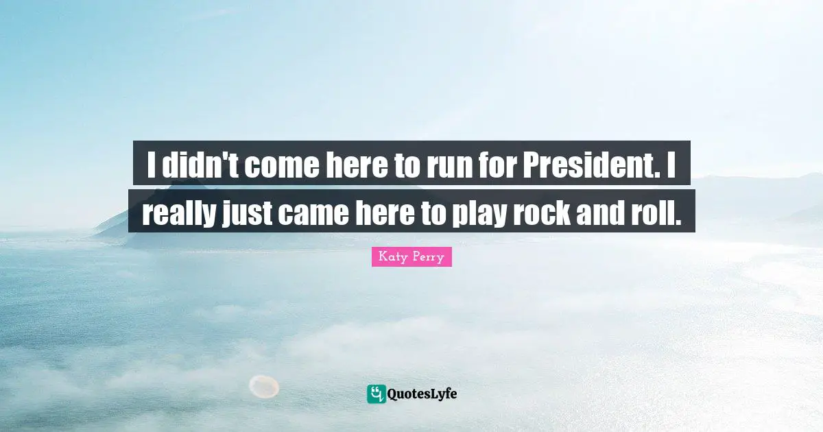 I didn't come here to run for President. I really just came here to play rock and roll.