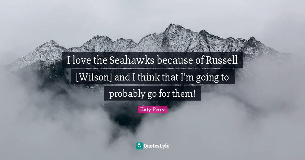 I love the Seahawks because of Russell [Wilson] and I think that I'm going to probably go for them!