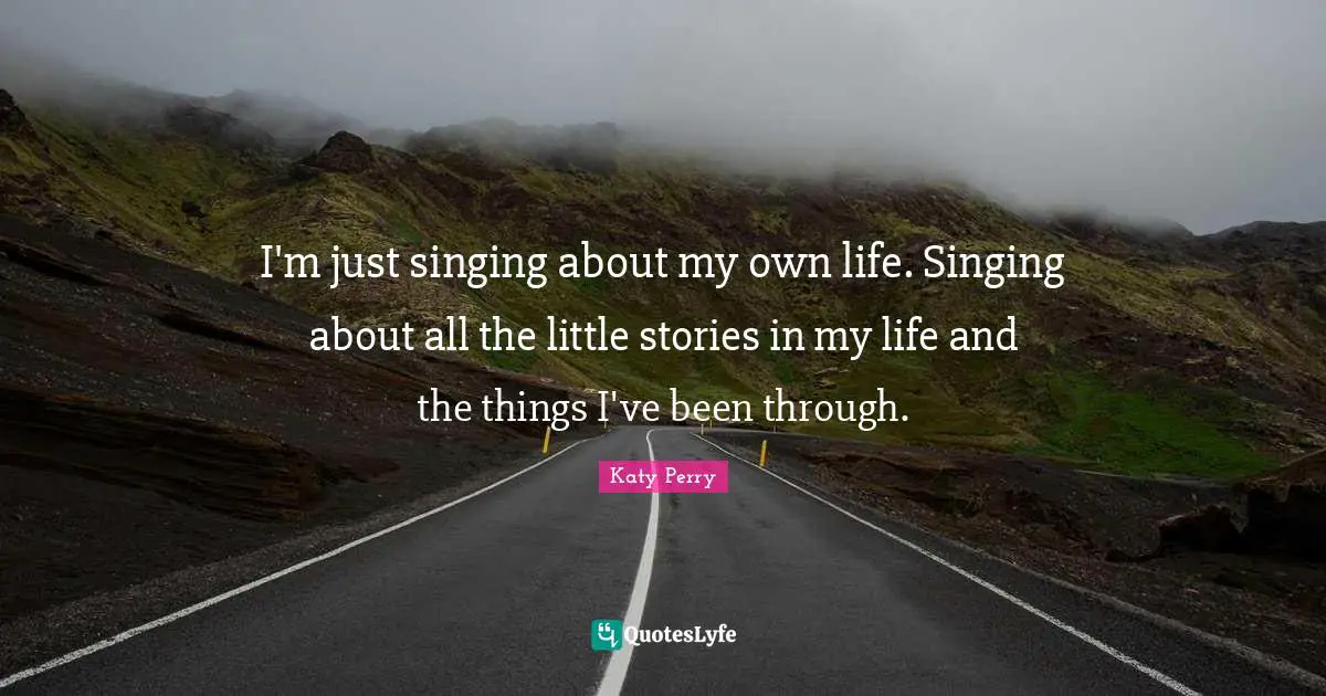 I'm just singing about my own life. Singing about all the little stories in my life and the things I've been through.