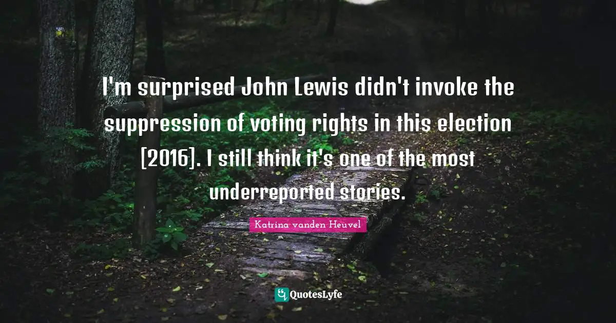 I'm surprised John Lewis didn't invoke the suppression of voting rights in this election [2016]. I still think it's one of the most underreported stories.