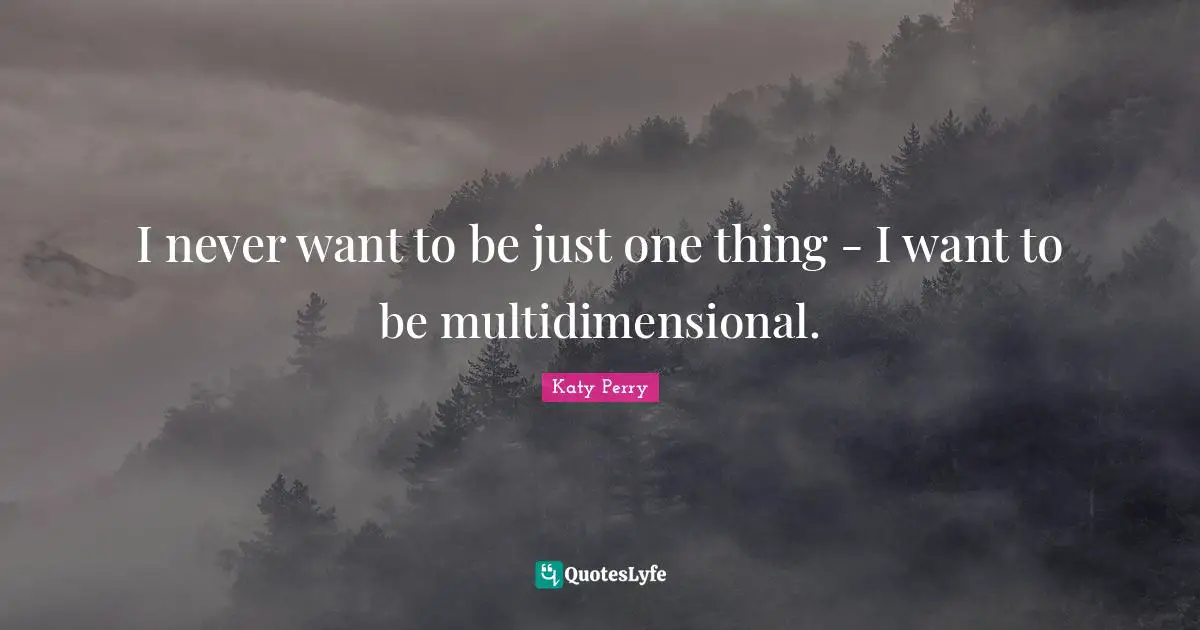 I never want to be just one thing - I want to be multidimensional.