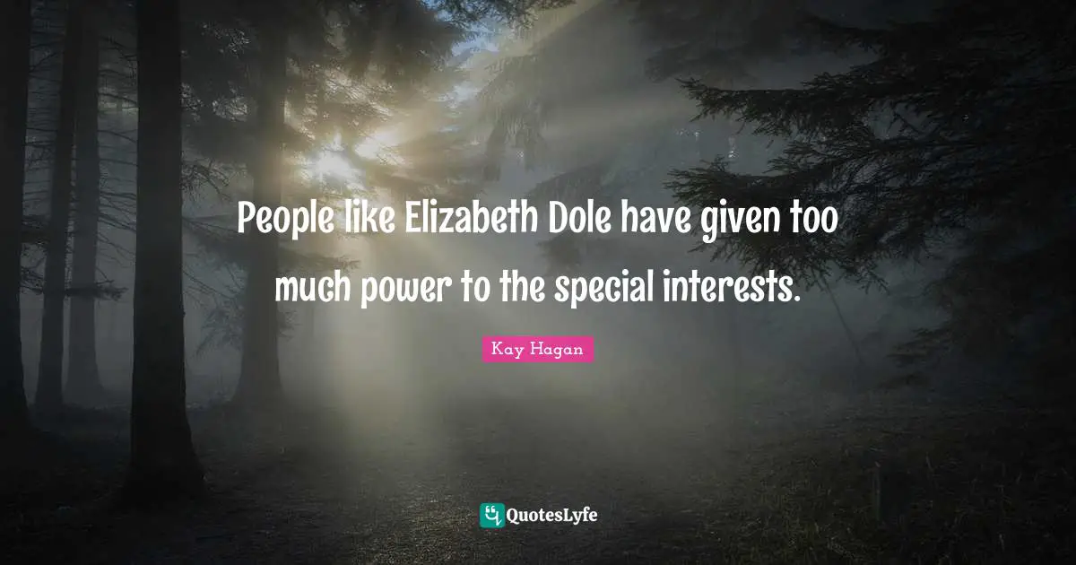 People like Elizabeth Dole have given too much power to the special interests.