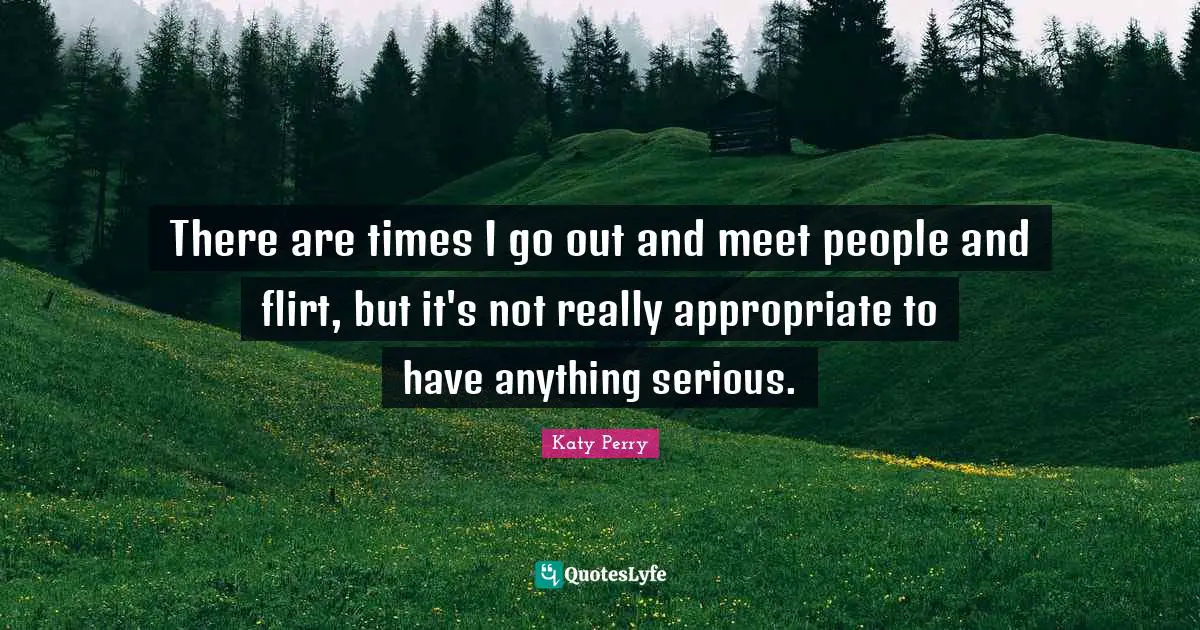 There are times I go out and meet people and flirt, but it's not really appropriate to have anything serious.