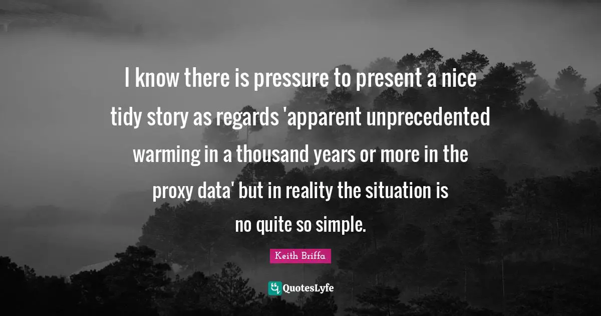 I know there is pressure to present a nice tidy story as regards 'apparent unprecedented warming in a thousand years or more in the proxy data' but in reality the situation is no quite so simple.