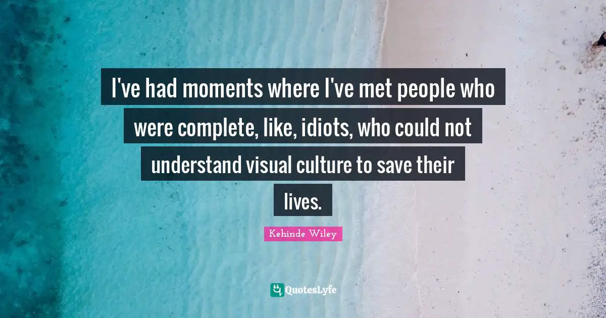 I've had moments where I've met people who were complete, like, idiots, who could not understand visual culture to save their lives.
