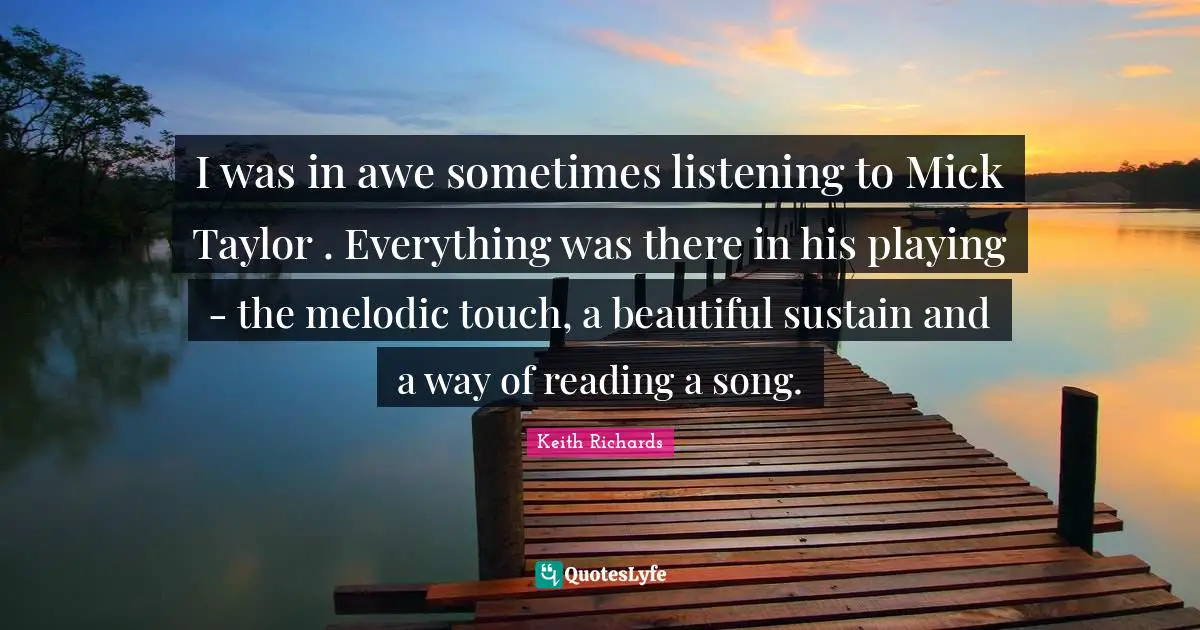 I was in awe sometimes listening to Mick Taylor . Everything was there in his playing - the melodic touch, a beautiful sustain and a way of reading a song.