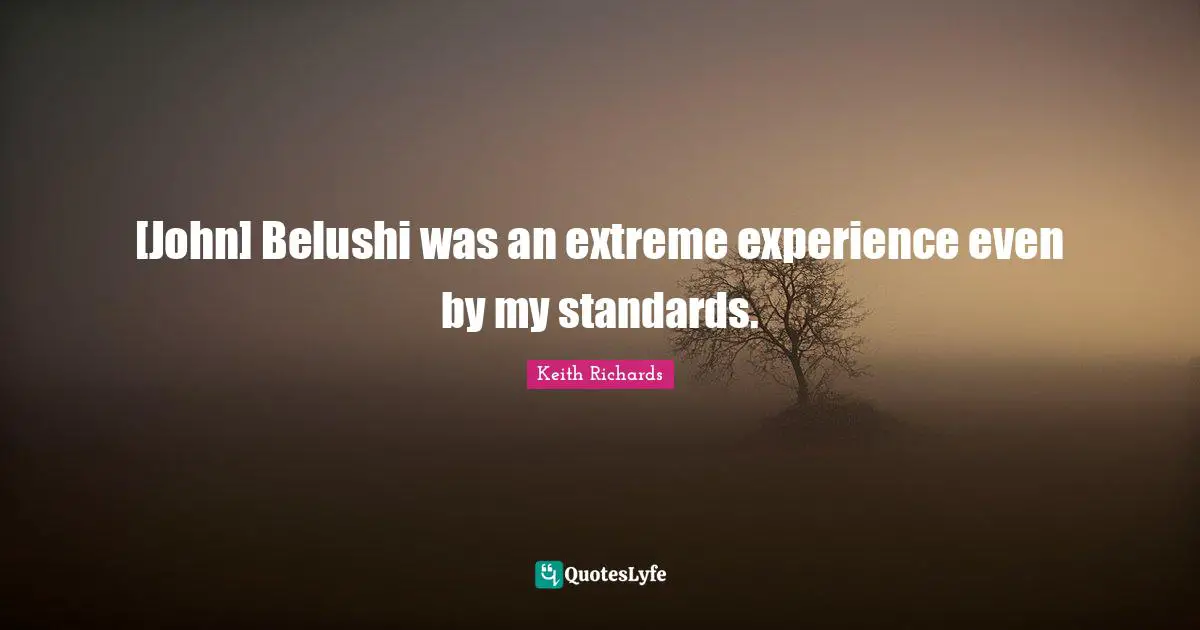 [John] Belushi was an extreme experience even by my standards.