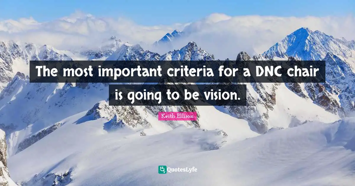 The most important criteria for a DNC chair is going to be vision.
