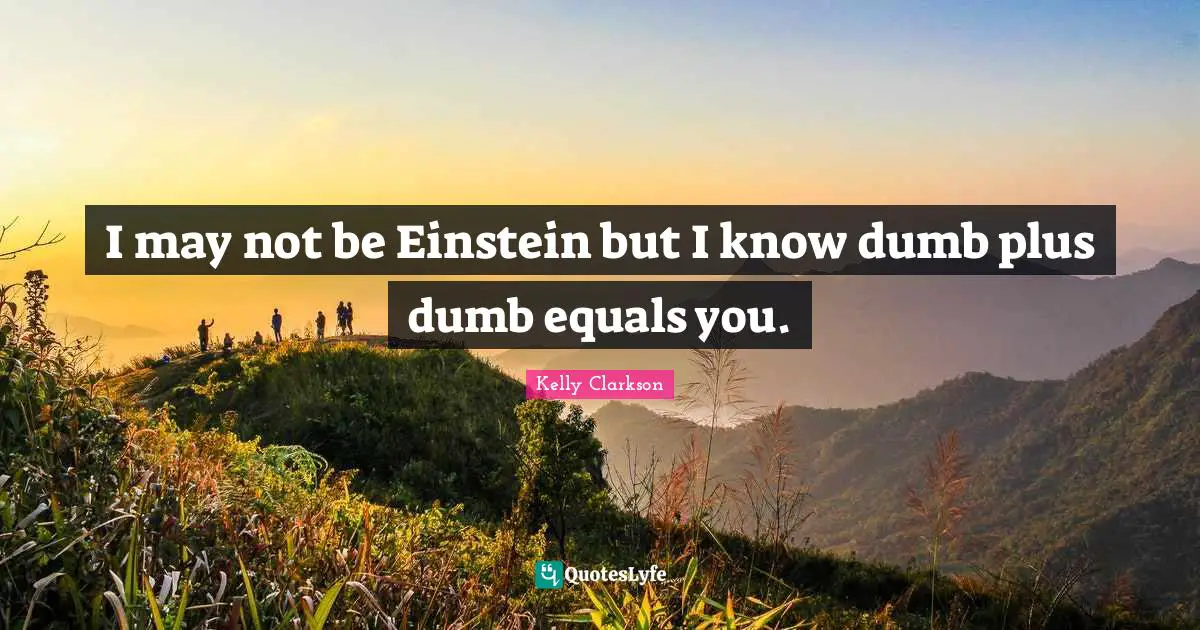 I may not be Einstein but I know dumb plus dumb equals you.