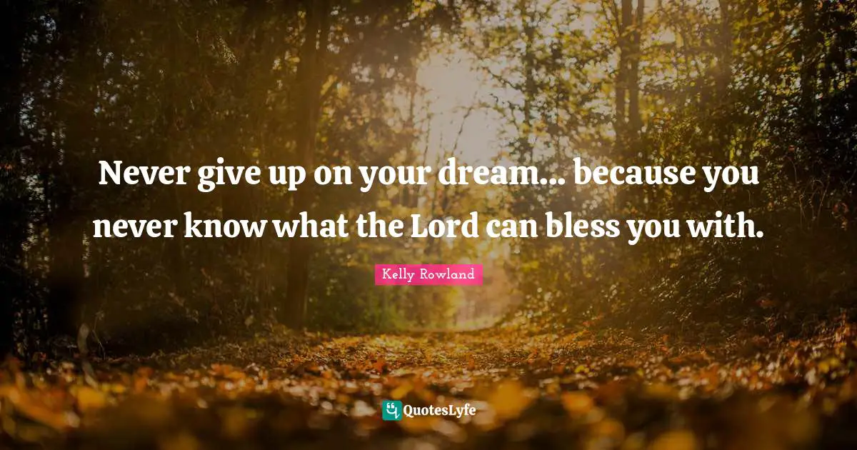 Kelly Rowland Quotes: "Never give up on your dream... because you never know what the Lord can bless you with."