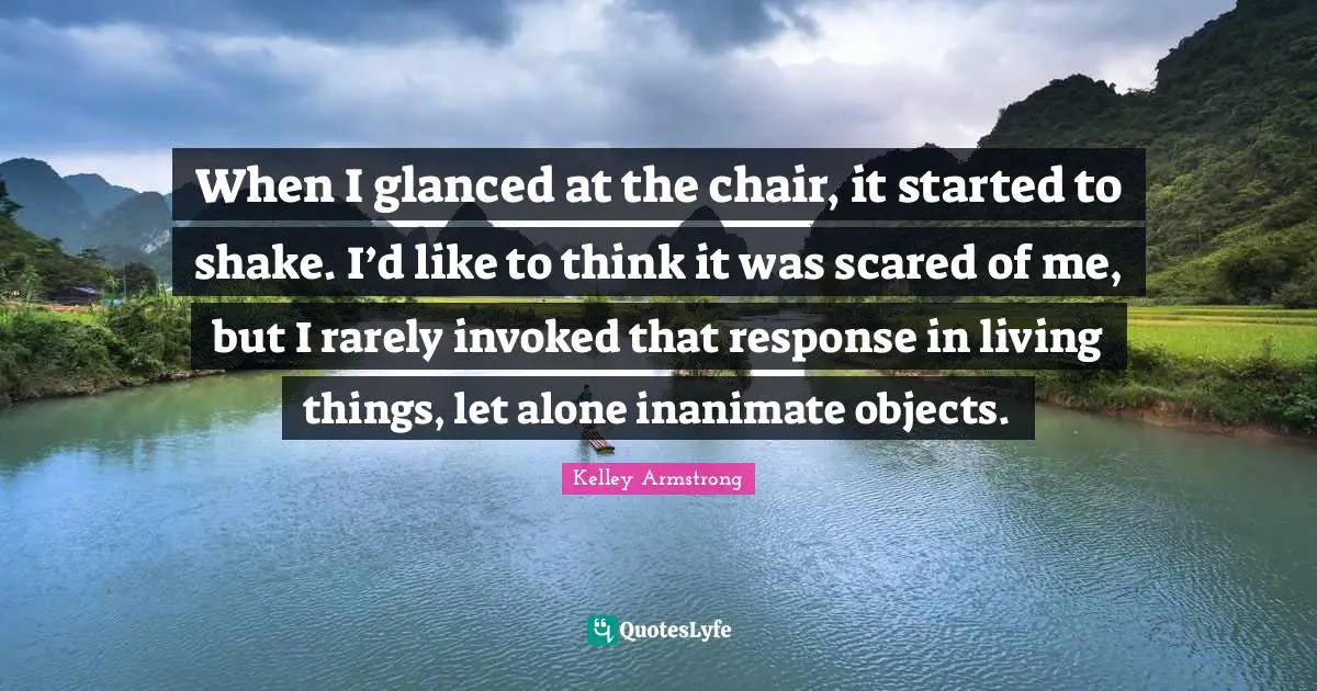 When I glanced at the chair, it started to shake. I’d like to think it was scared of me, but I rarely invoked that response in living things, let alone inanimate objects.