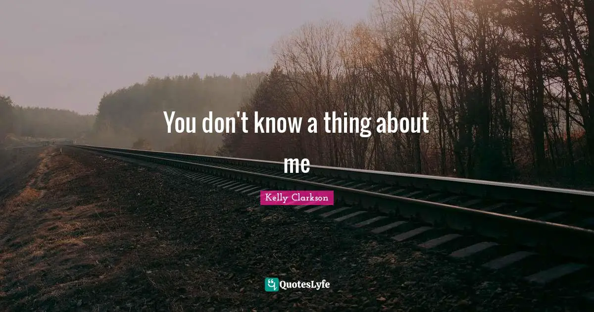 You don't know a thing about me