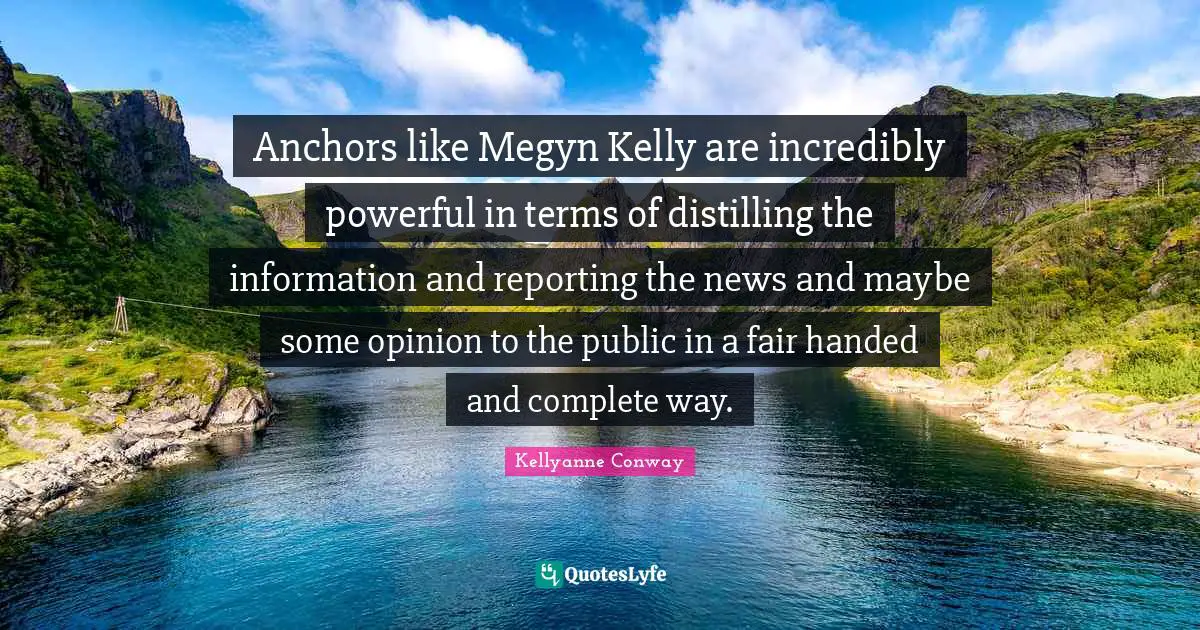 Anchors like Megyn Kelly are incredibly powerful in terms of distilling the information and reporting the news and maybe some opinion to the public in a fair handed and complete way.
