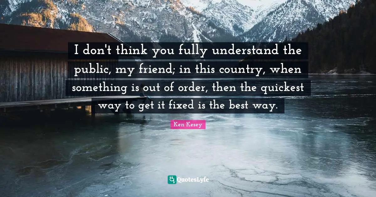 I don't think you fully understand the public, my friend; in this country, when something is out of order, then the quickest way to get it fixed is the best way.