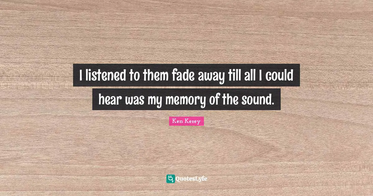 I listened to them fade away till all I could hear was my memory of the sound.