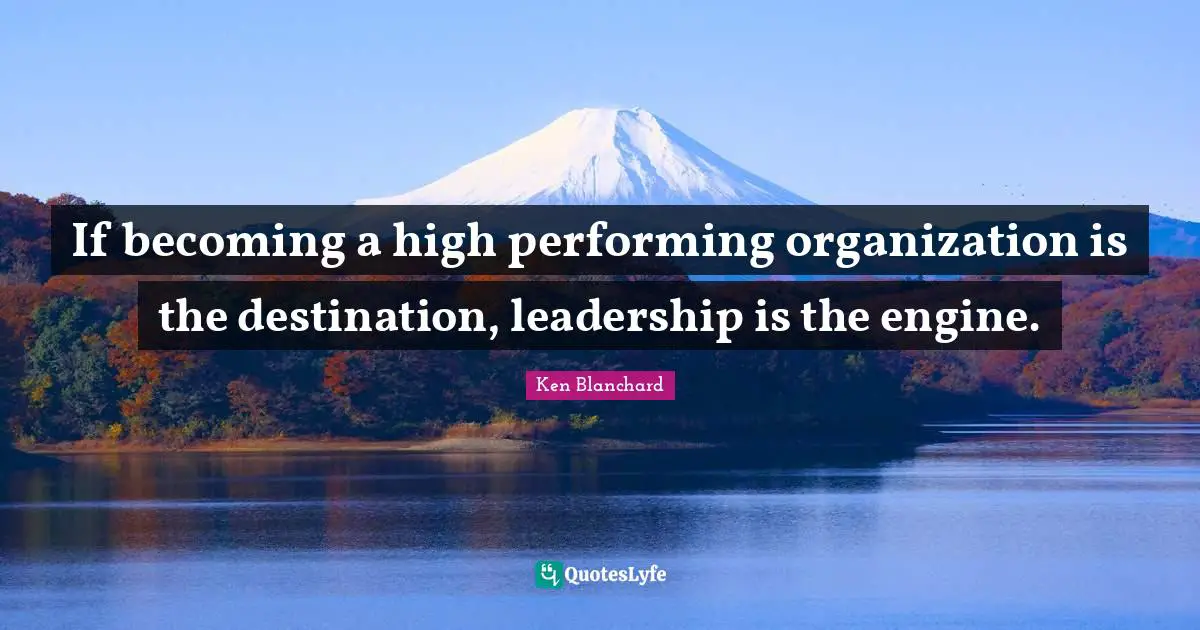 If becoming a high performing organization is the destination, leadership is the engine.