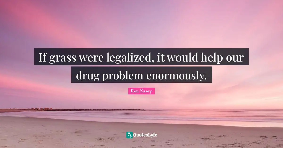 If grass were legalized, it would help our drug problem enormously.