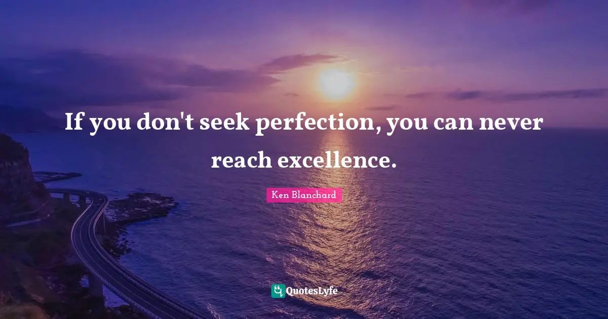 If you don't seek perfection, you can never reach excellence.