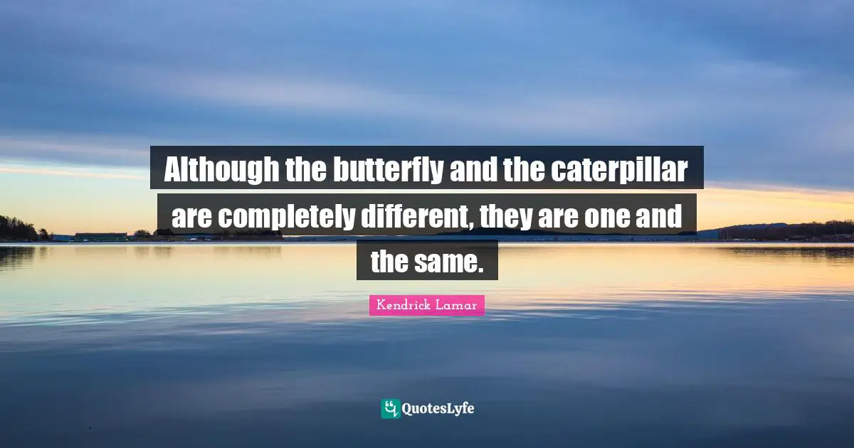 Kendrick Lamar Quotes: Although the butterfly and the caterpillar are completely different, they are one and the same.