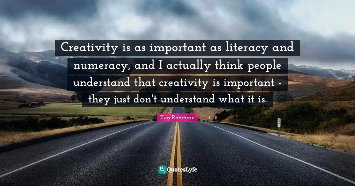 Creativity is as important as literacy and numeracy, and I actually think people understand that creativity is important - they just don't understand what it is.
