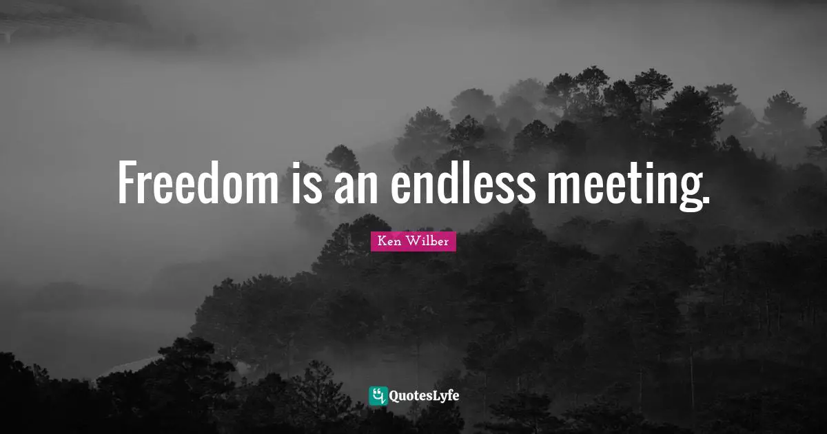 Ken Wilber Quotes: "Freedom is an endless meeting."