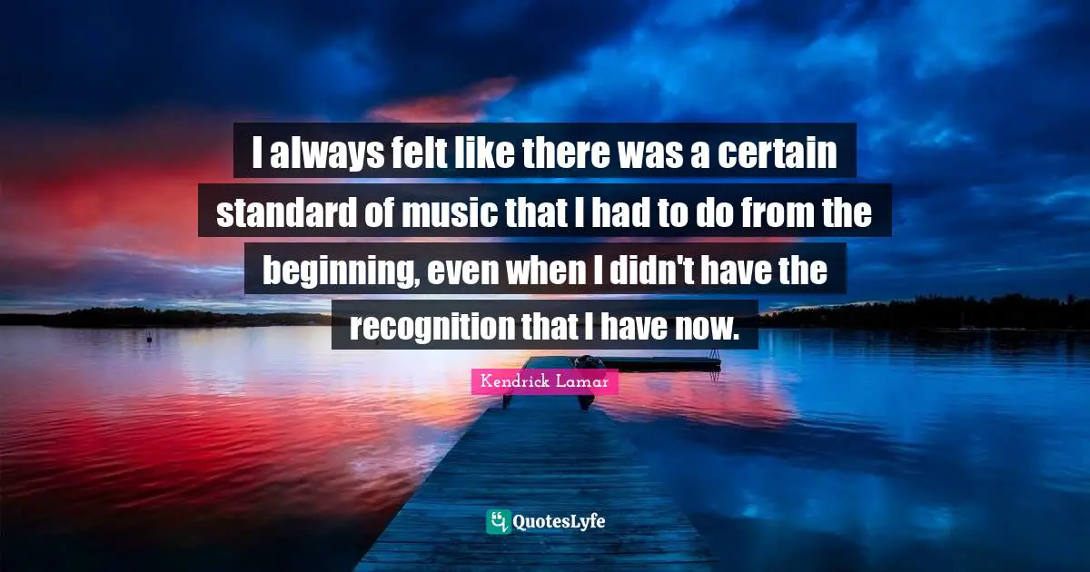 I always felt like there was a certain standard of music that I had to do from the beginning, even when I didn't have the recognition that I have now.