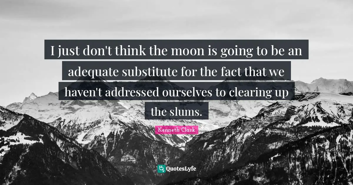 I just don't think the moon is going to be an adequate substitute for the fact that we haven't addressed ourselves to clearing up the slums.