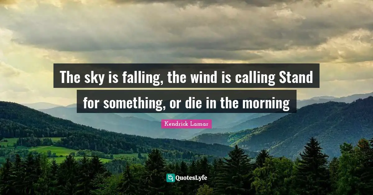 The sky is falling, the wind is calling Stand for something, or die in the morning