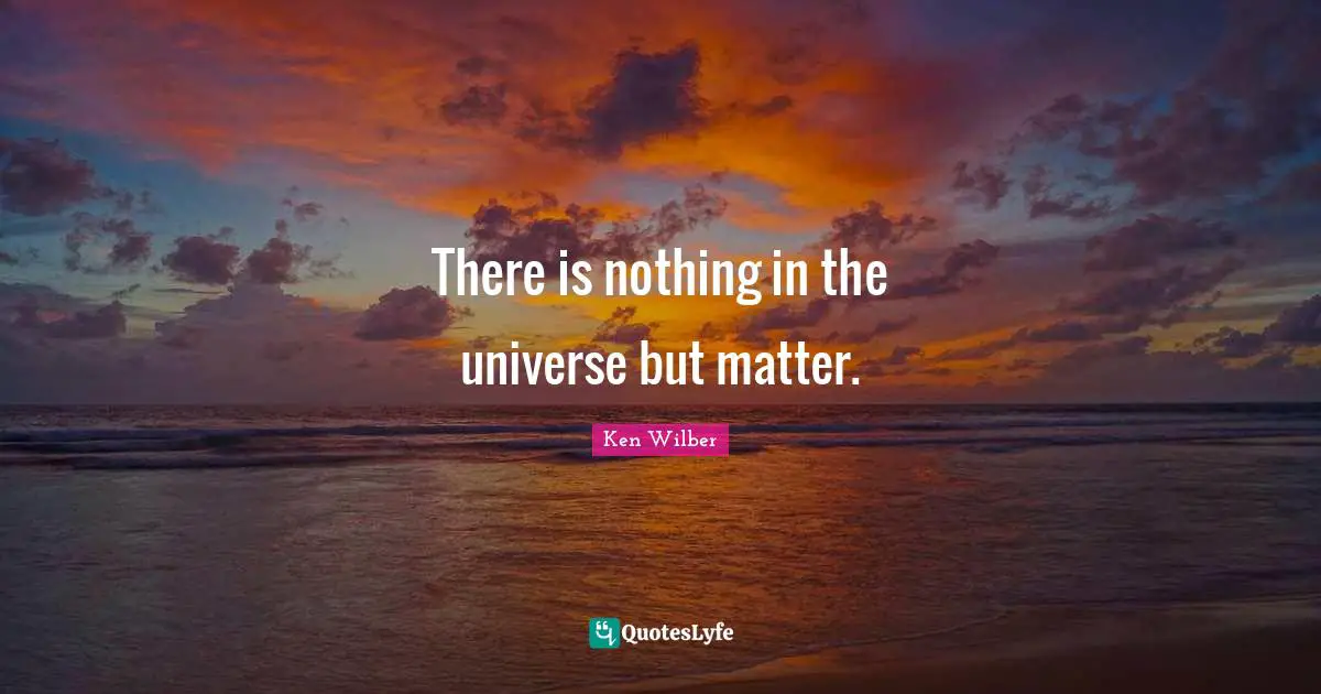 Ken Wilber Quotes: "There is nothing in the universe but matter."