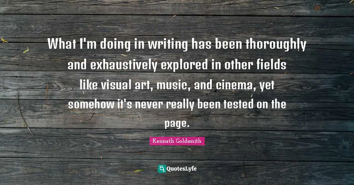 What I'm doing in writing has been thoroughly and exhaustively explored in other fields like visual art, music, and cinema, yet somehow it's never really been tested on the page.