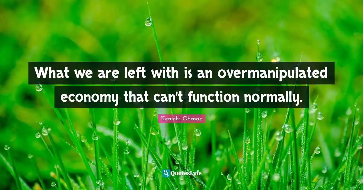 What we are left with is an overmanipulated economy that can't function normally.