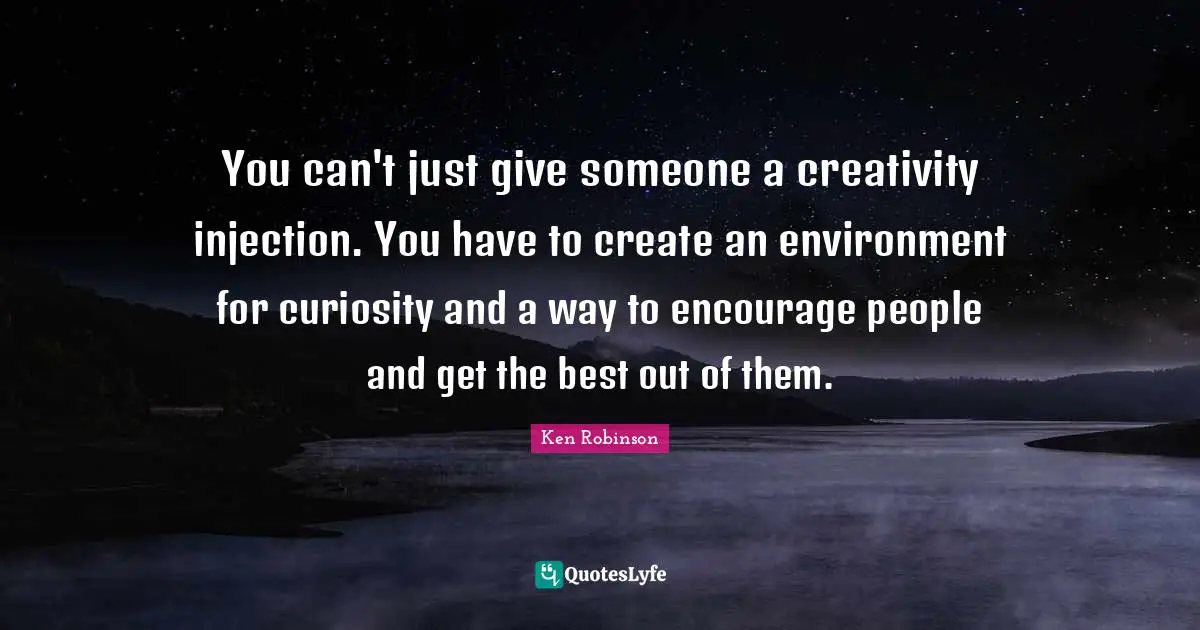 You can't just give someone a creativity injection. You have to create an environment for curiosity and a way to encourage people and get the best out of them.