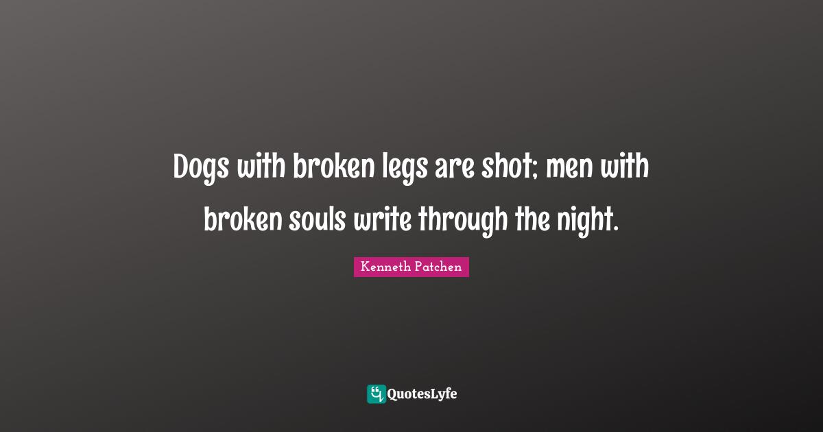 Dogs with broken legs are shot; men with broken souls write through the night.