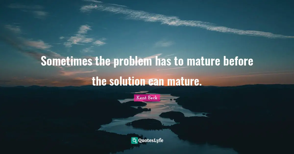 Sometimes the problem has to mature before the solution can mature.