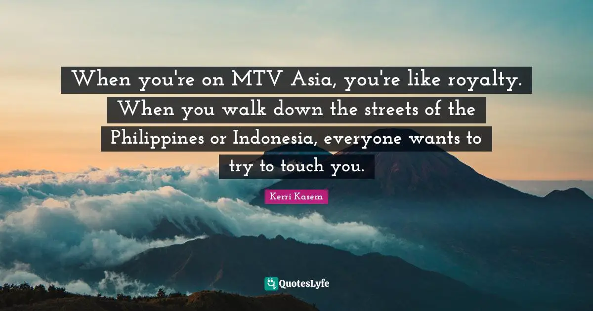 When you're on MTV Asia, you're like royalty. When you walk down the streets of the Philippines or Indonesia, everyone wants to try to touch you.