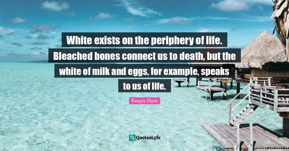 Eggs Quotes: "White exists on the periphery of life. Bleached bones connect us to death, but the white of milk and eggs, for example, speaks to us of life."