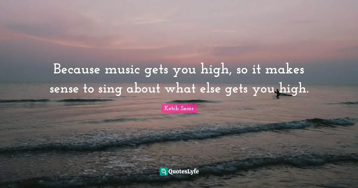 Ketch Secor Quotes: "Because music gets you high, so it makes sense to sing about what else gets you high."