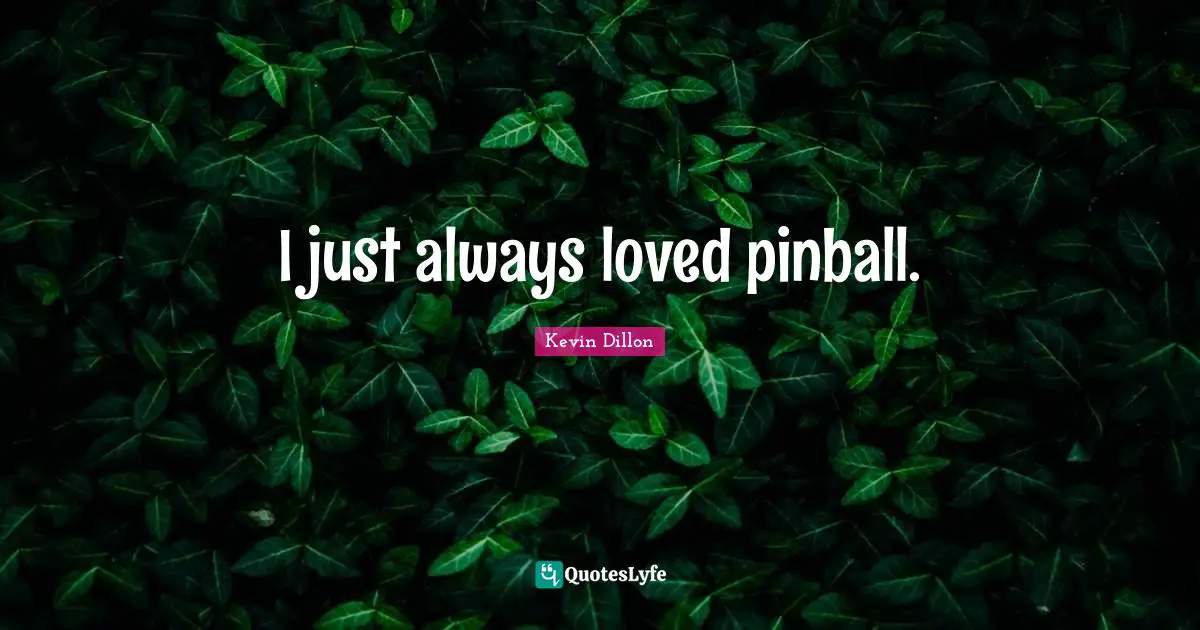 I just always loved pinball.
