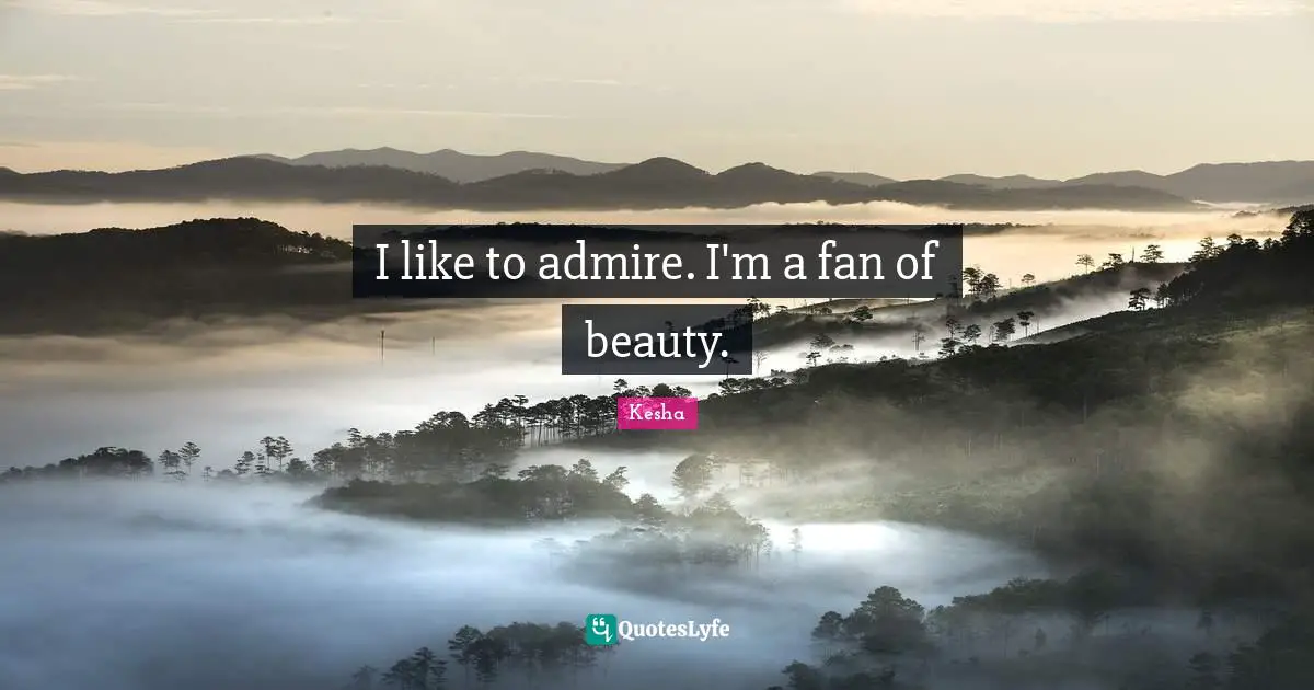 I like to admire. I'm a fan of beauty.