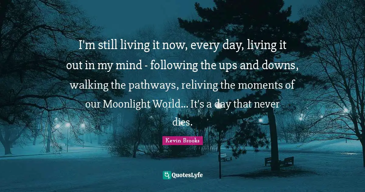 I'm still living it now, every day, living it out in my mind - following the ups and downs, walking the pathways, reliving the moments of our Moonlight World... It's a day that never dies.