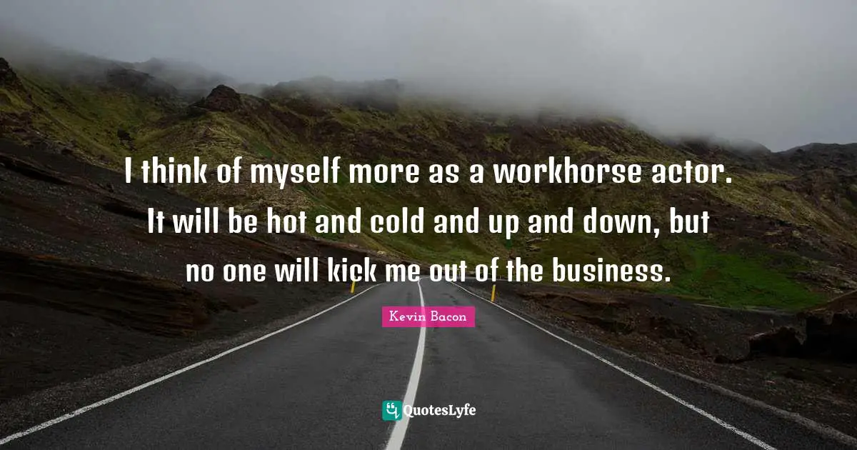 I think of myself more as a workhorse actor. It will be hot and cold and up and down, but no one will kick me out of the business.
