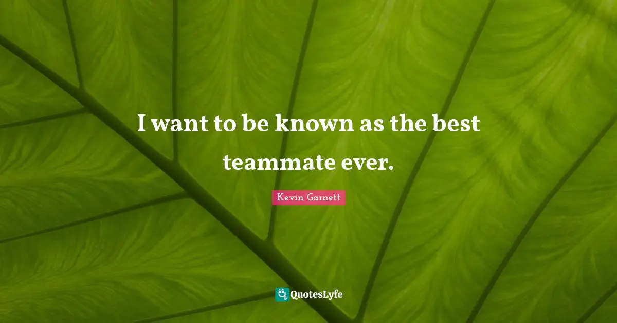 Kevin Garnett Quotes: "I want to be known as the best teammate ever."