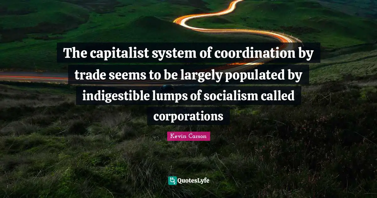 The capitalist system of coordination by trade seems to be largely populated by indigestible lumps of socialism called corporations