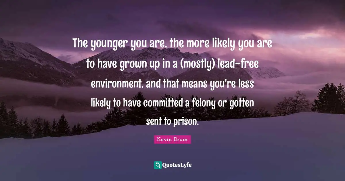 The younger you are, the more likely you are to have grown up in a (mostly) lead-free environment, and that means you're less likely to have committed a felony or gotten sent to prison.