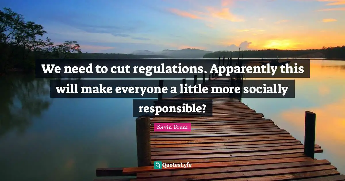 We need to cut regulations. Apparently this will make everyone a little more socially responsible?