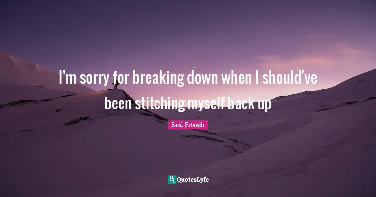 Stitches Quotes: "I'm sorry for breaking down when I should've been stitching myself back up"