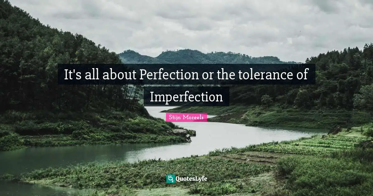 It's all about Perfection or the tolerance of Imperfection