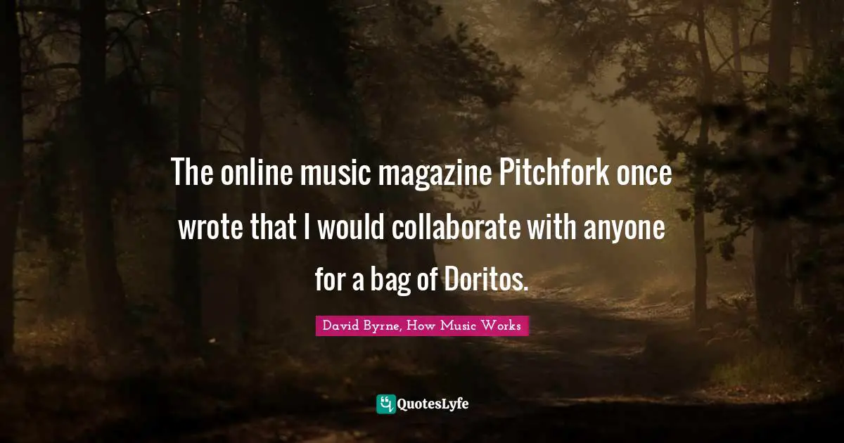 The online music magazine Pitchfork once wrote that I would collaborate with anyone for a bag of Doritos.