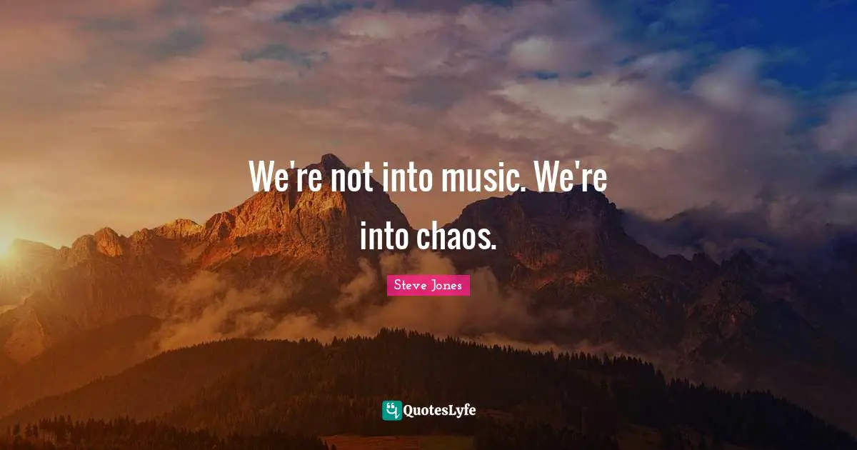 We're not into music. We're into chaos.