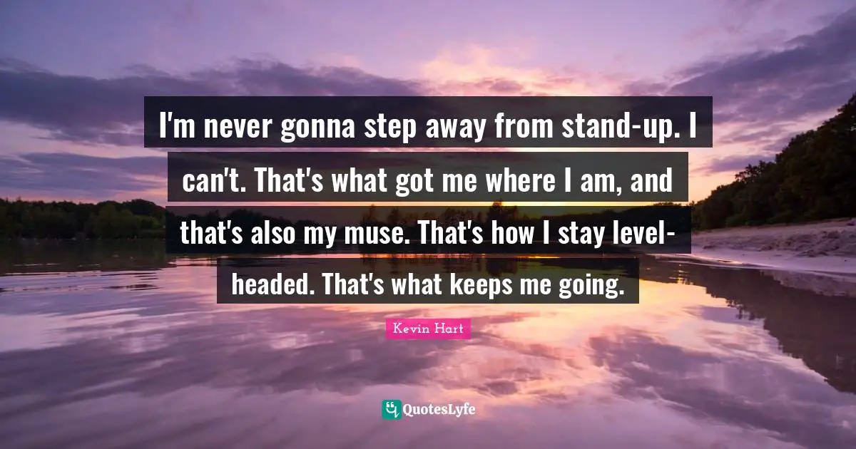 I'm never gonna step away from stand-up. I can't. That's what got me where I am, and that's also my muse. That's how I stay level-headed. That's what keeps me going.